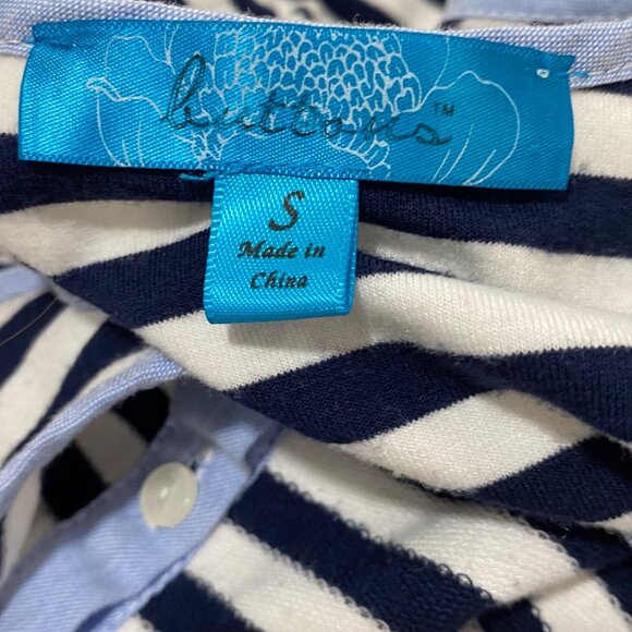 Striped Sleeveless Romper With Buttons & Drawstring Waist By Lacoma Size Small - Picture 6 of 6